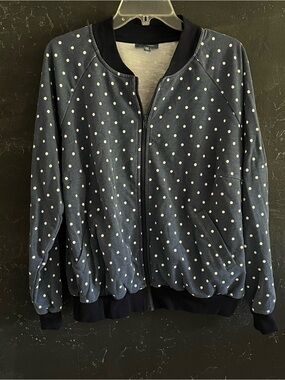 Modcloth Navy Polka Dot Knit Jacket 2X